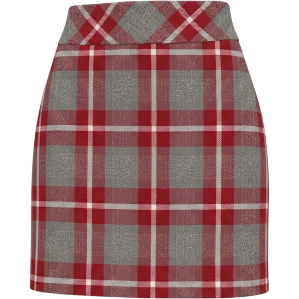 Eddie Bauer Red Grey Plaid Wool Blend A-Line Mini Skirt Size 4